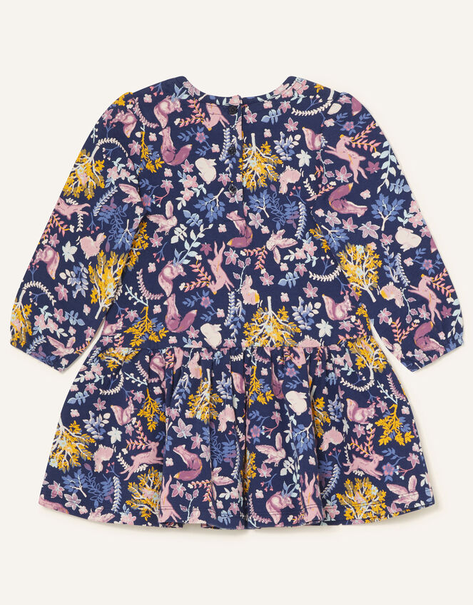 Baby Woodland Print Jersey Dress , Blue (NAVY), large