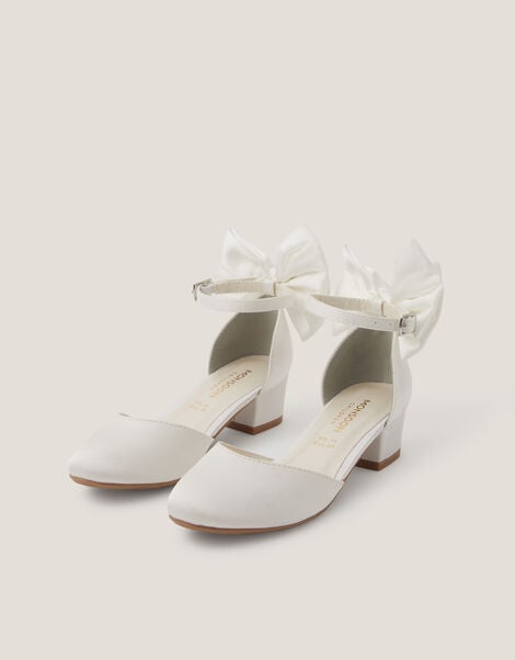 Sara Closed-Toe Bow Heels, Ivory (IVORY), large