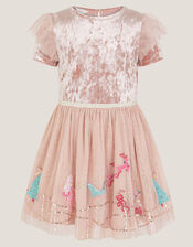 Christmas Scene Velvet Disco Dress, Pink (PINK), large