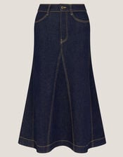 Goldie Godet Denim Skirt, Blue (INDIGO), large