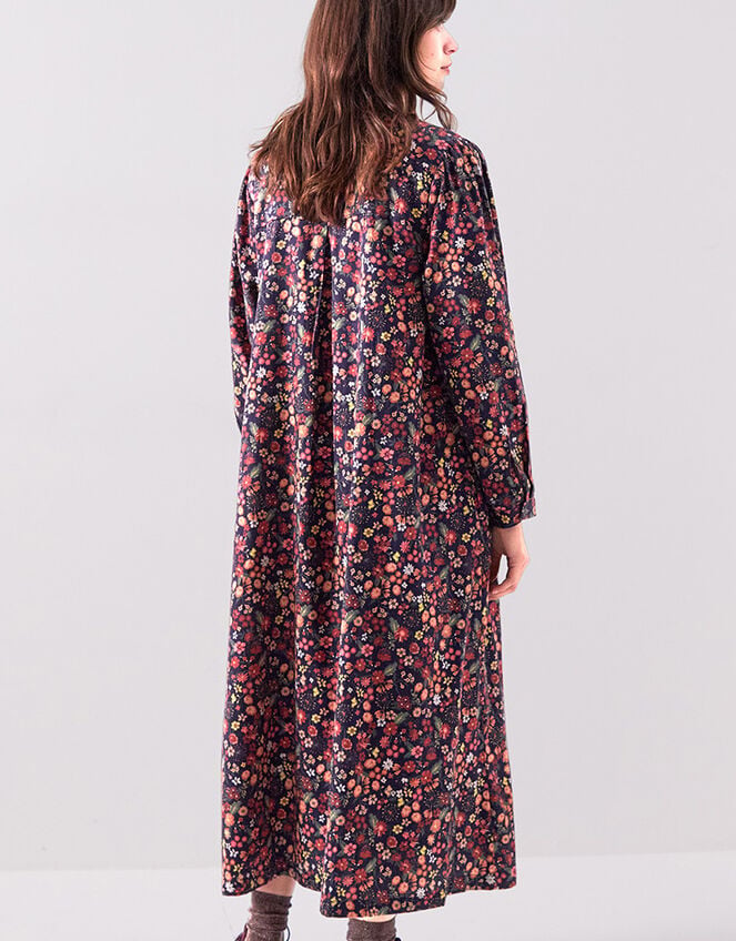 East Mariel Floral Print Cotton Midi Dress, Multi (MULTI), large
