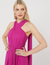 Maura Cross-Neck Cape Maxi Dress, Pink (PINK), large
