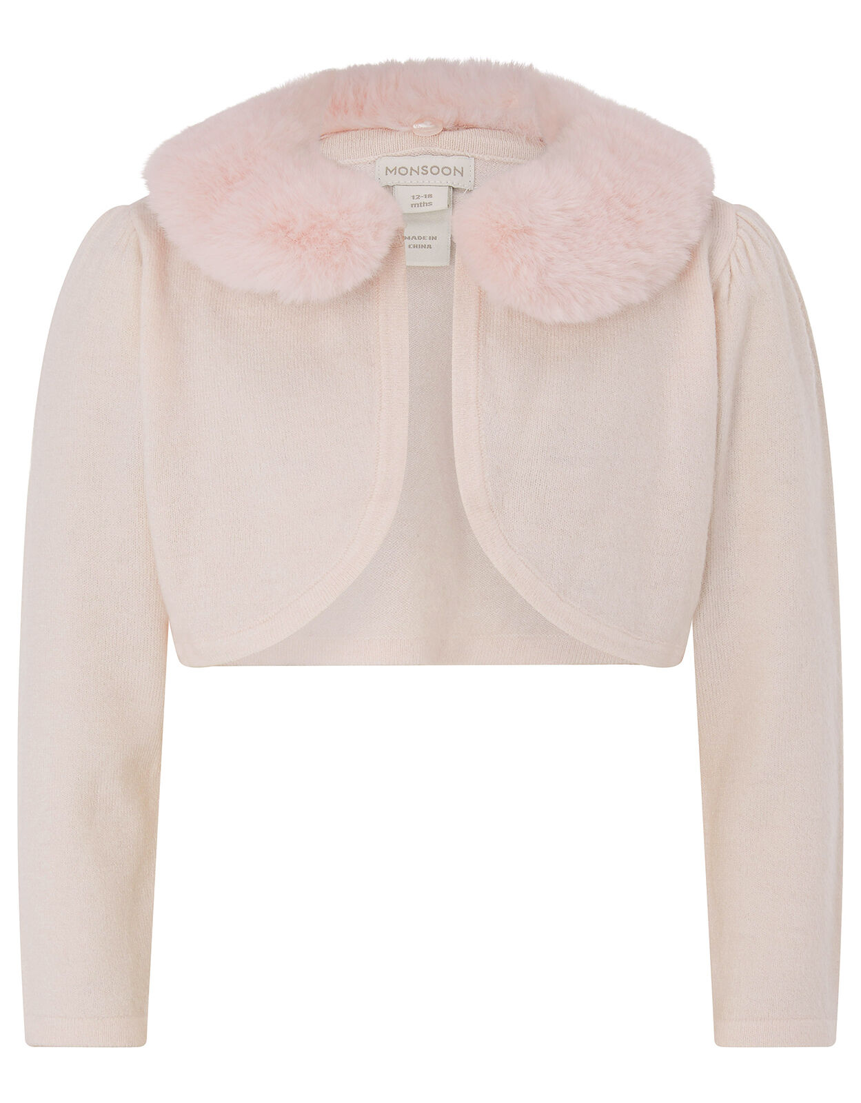 Baby Fluffy Collar Soft Knit Cardigan Pink Baby Girl Cardigans