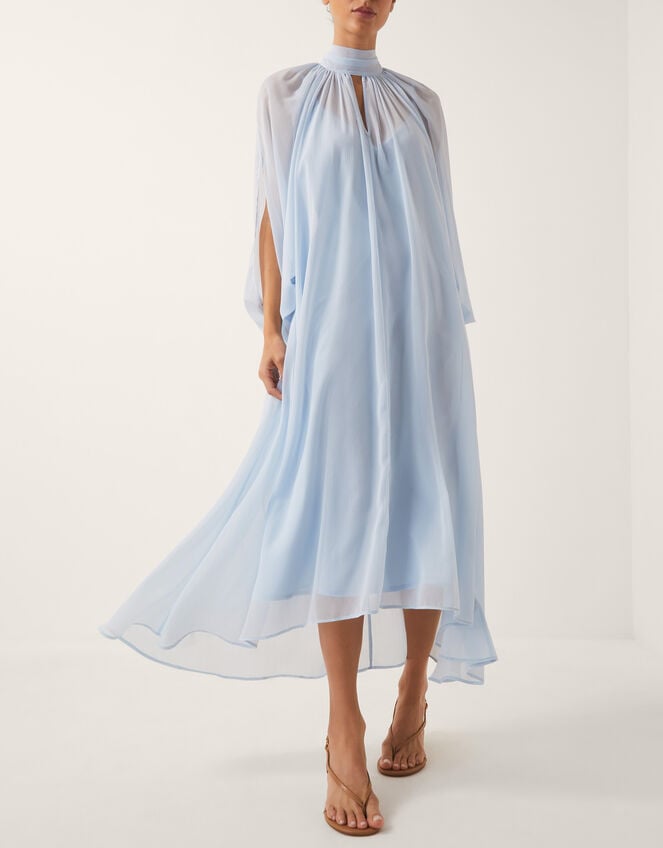 Amelie Cape Sleeve Chiffon Maxi Dress, Blue (PALE BLUE), large