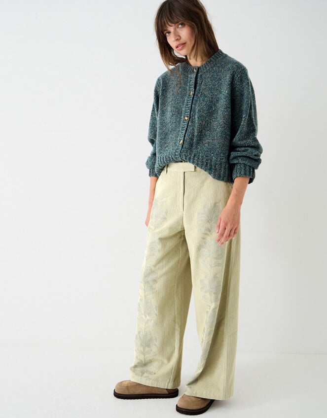 East Astrid Embroidered Corduroy Trousers, Green (SAGE), large