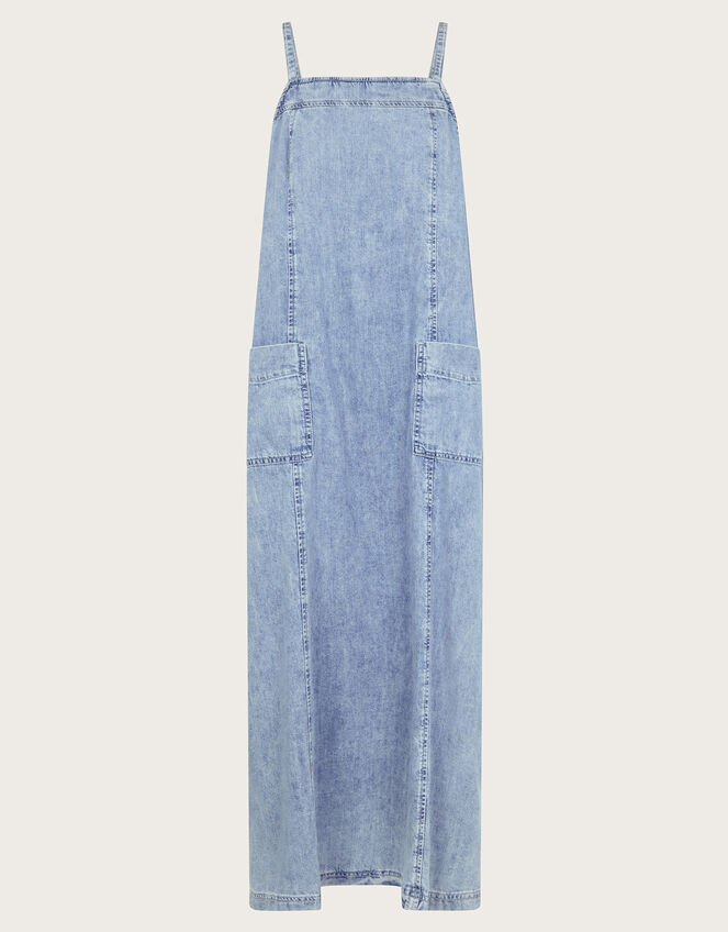 Sian Denim Pinafore Midi Dress, Blue (DENIM BLUE), large