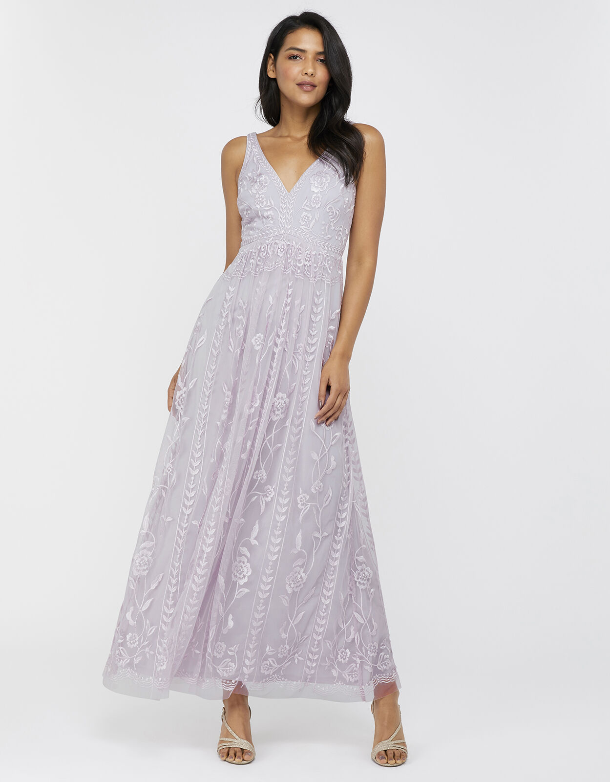 Lavinia Embroidered Maxi Dress Purple Evening Dresses Monsoon Global