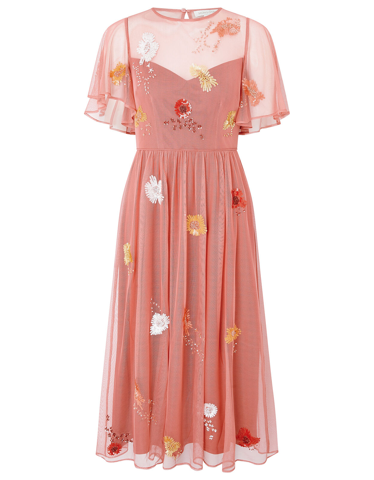 Monsoon rosa mesh midi dress online