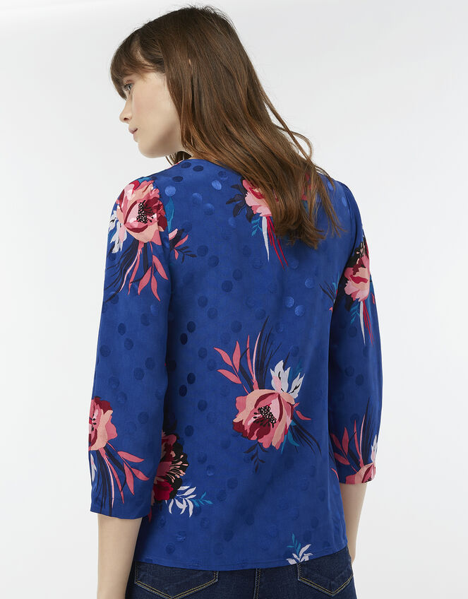 Janice Floral Print Blouse, Blue (NAVY), large