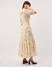Sienna Frill Neck Floral Midi Dress, Ivory (IVORY), large