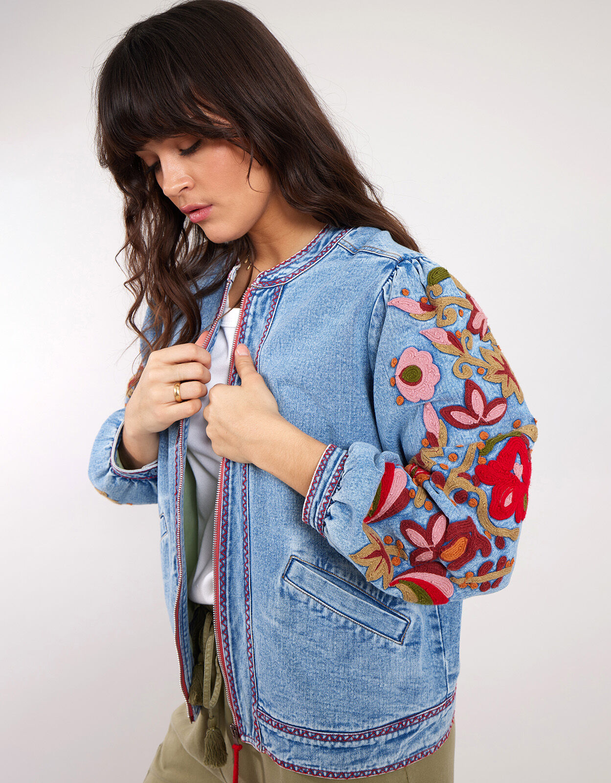 East Embroidered Denim Jacket Blue