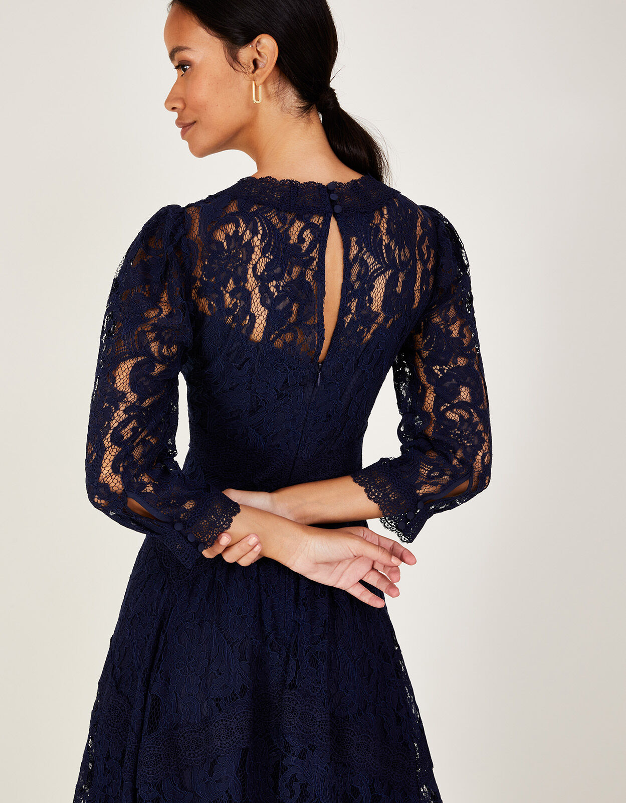Ellen Lace Hanky Hem Dress Blue