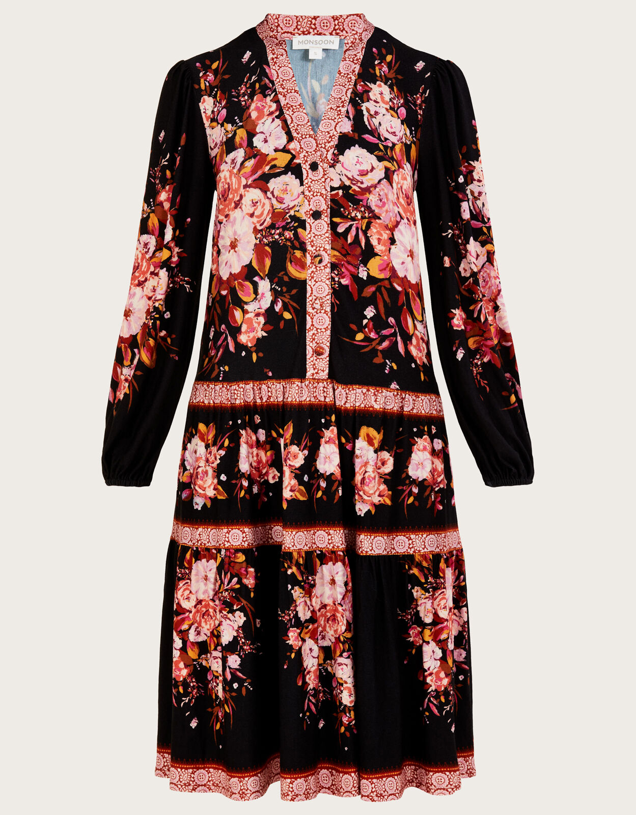 Monsoon black floral sales dress