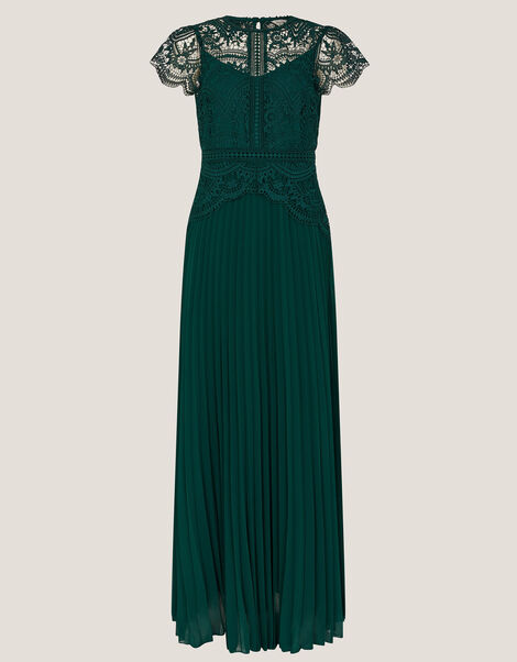 Monica Lace Pleated Bridesmaid Dress, Green (DARK GREEN), large