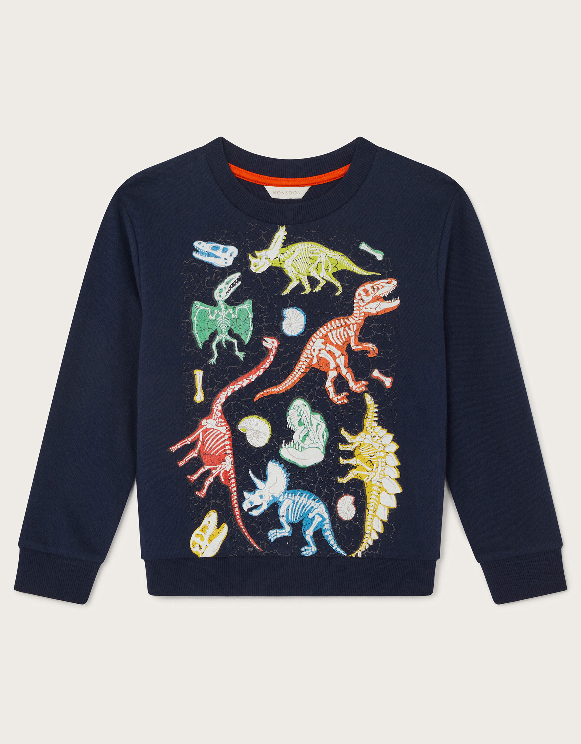 Glow In The Dark Dinosaur Sweatshirt Blue Boys Jumpers Cardigans Monsoon Global