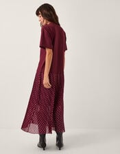 Senya Jersey Polka Dot Midi Dress, Red (BERRY), large