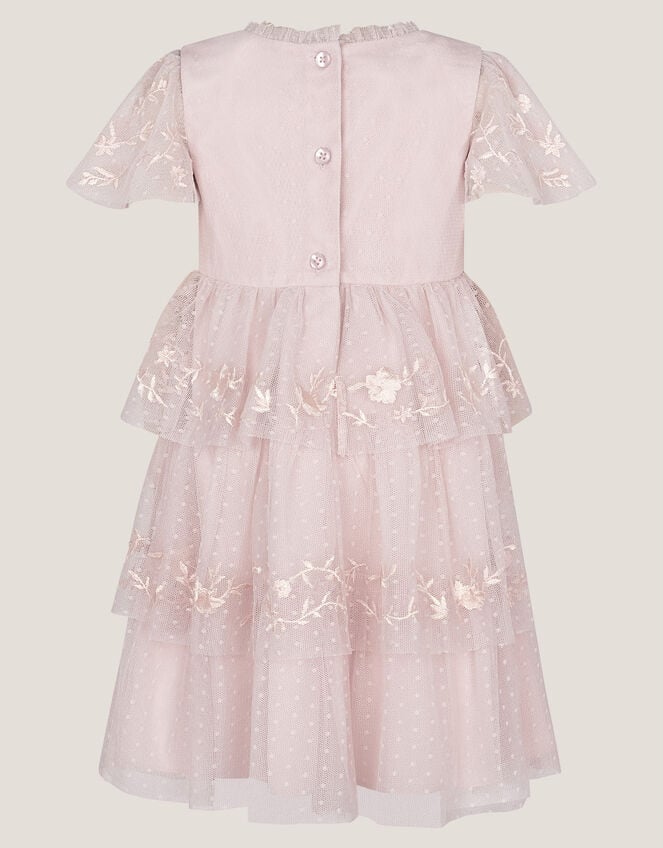 Baby Sophie Embroidered Polka Dot Tulle Dress, Pink (PINK), large