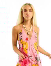 Wild Voila Tiger Print Backless Midi Dress , Pink (PINK), large