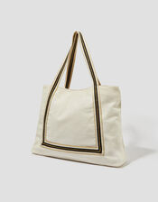 Nia Stripe Strap Tote Bag, Ivory (IVORY), large