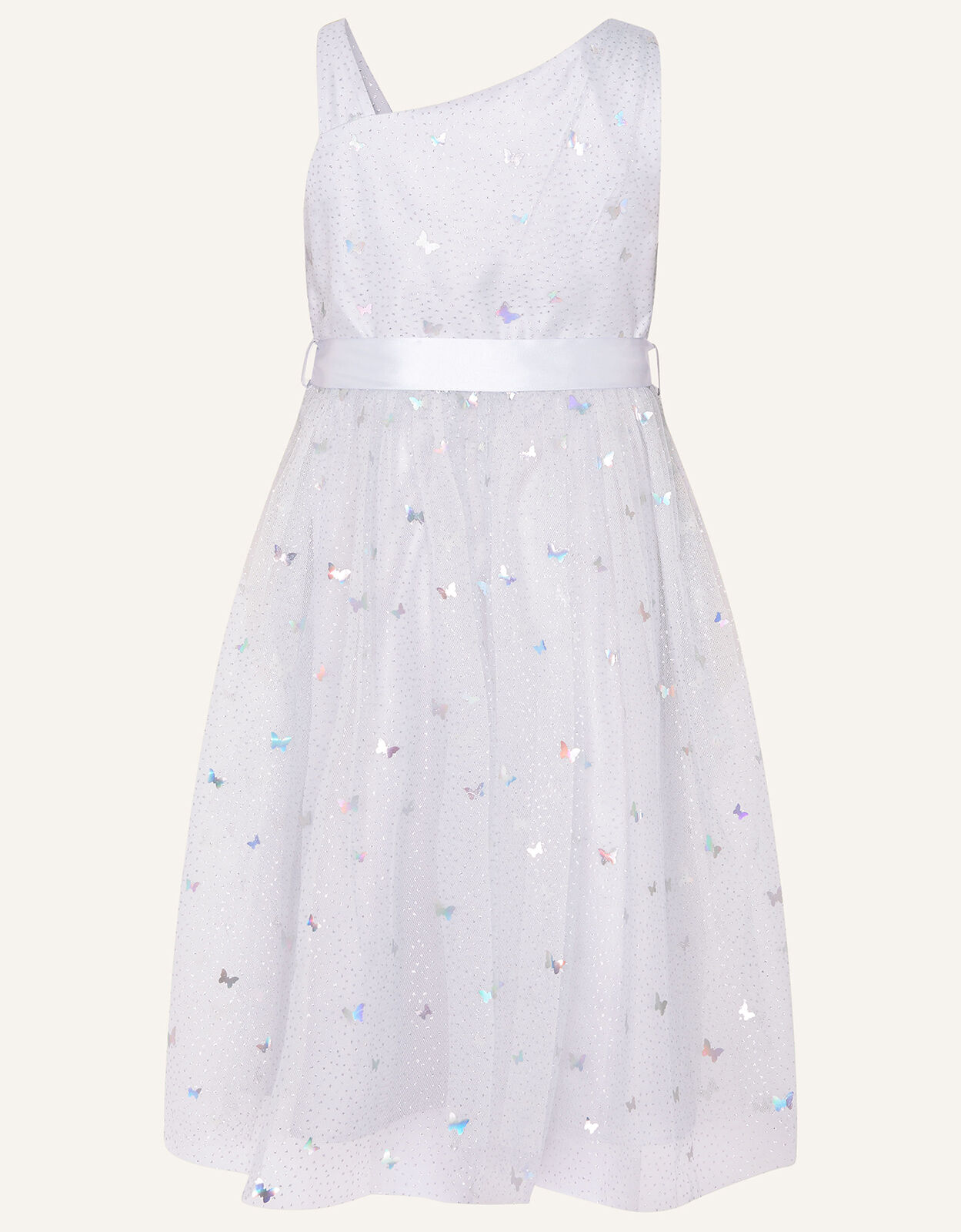 Bonnie Butterfly One Shoulder Net Dress Grey