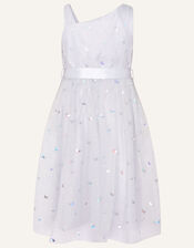Bonnie Butterfly One-Shoulder Net Dress, Grey (GREY), large