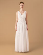 Lucy Floral Embroidered Bridal Dress, Ivory (IVORY), large