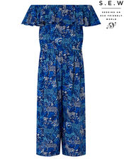 Sadie Zebra Casual Jumpsuit in LENZING™ ECOVERO™, Blue (BLUE), large