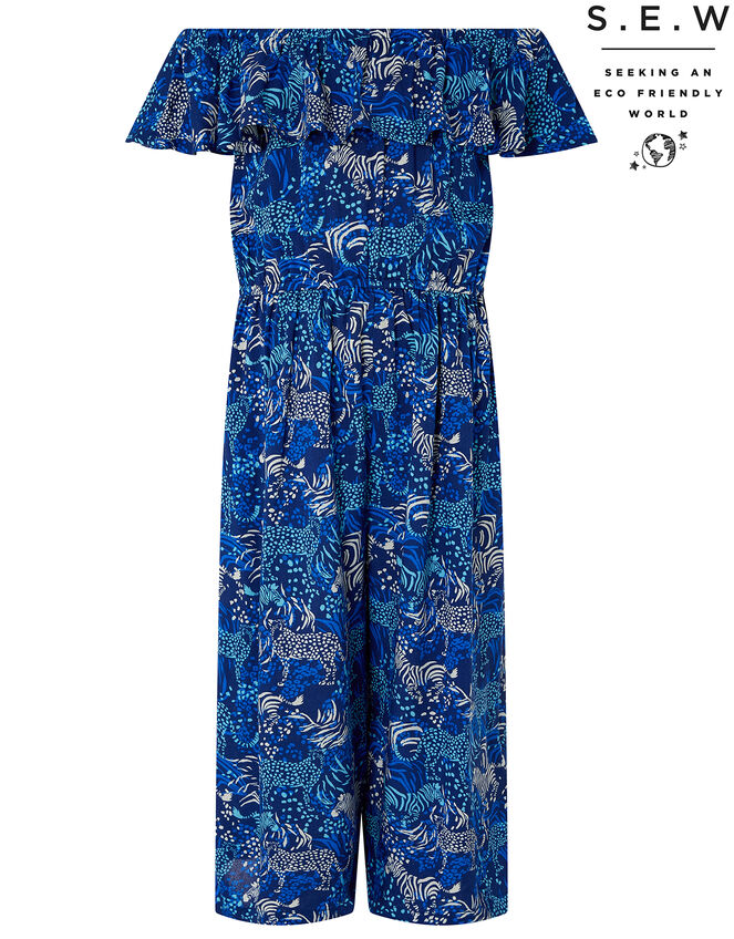 Sadie Zebra Casual Jumpsuit in LENZING™ ECOVERO™, Blue (BLUE), large