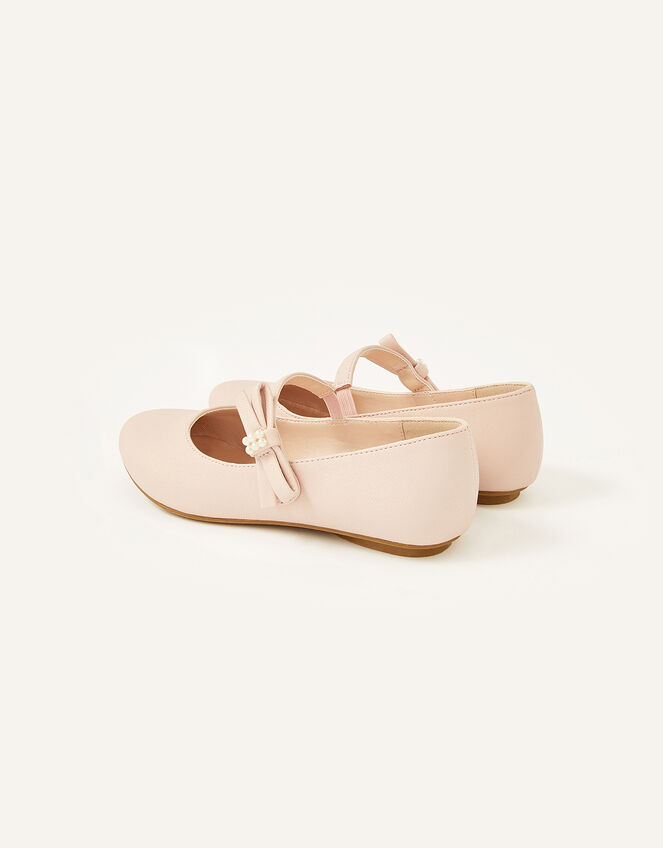 Shimmer Pearl Slide Bow Ballerina Flats, Pink (PINK), large