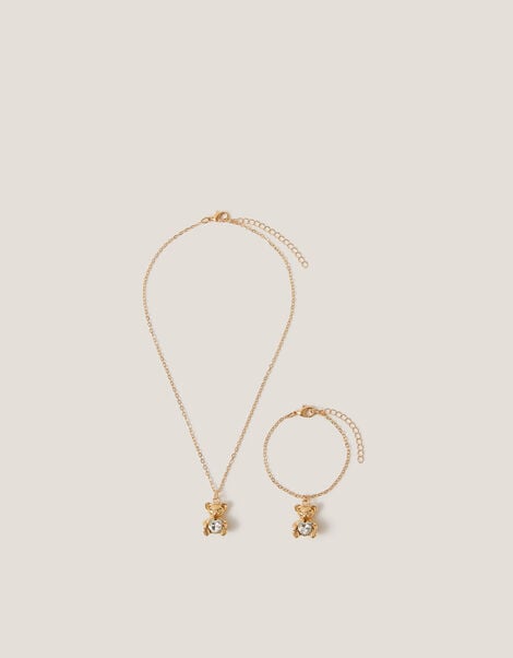 Teddy Bear Necklace & Bracelet Set, , large
