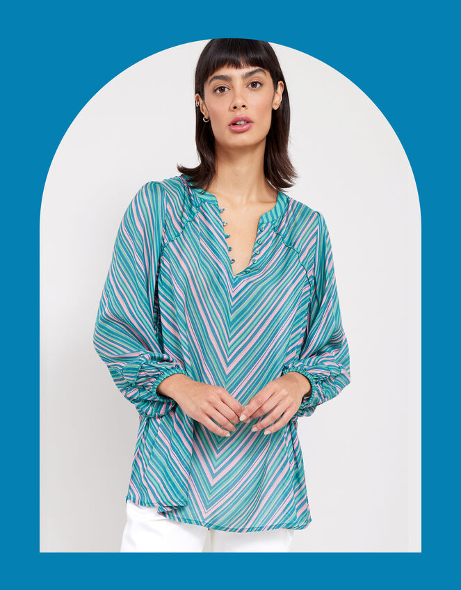 East Avery Sheer Stripe Blouse, Multi (MULTI), large