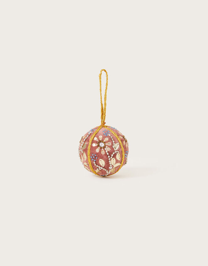 Velvet Embroidered Bauble , Pink (PINK), large