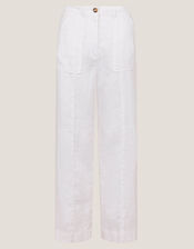 Jolie Regular Linen Wide Leg Trousers, White (WHITE), large