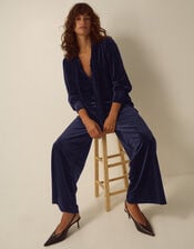 Verna Velvet Wide Leg Trousers, Blue (MIDNIGHT), large