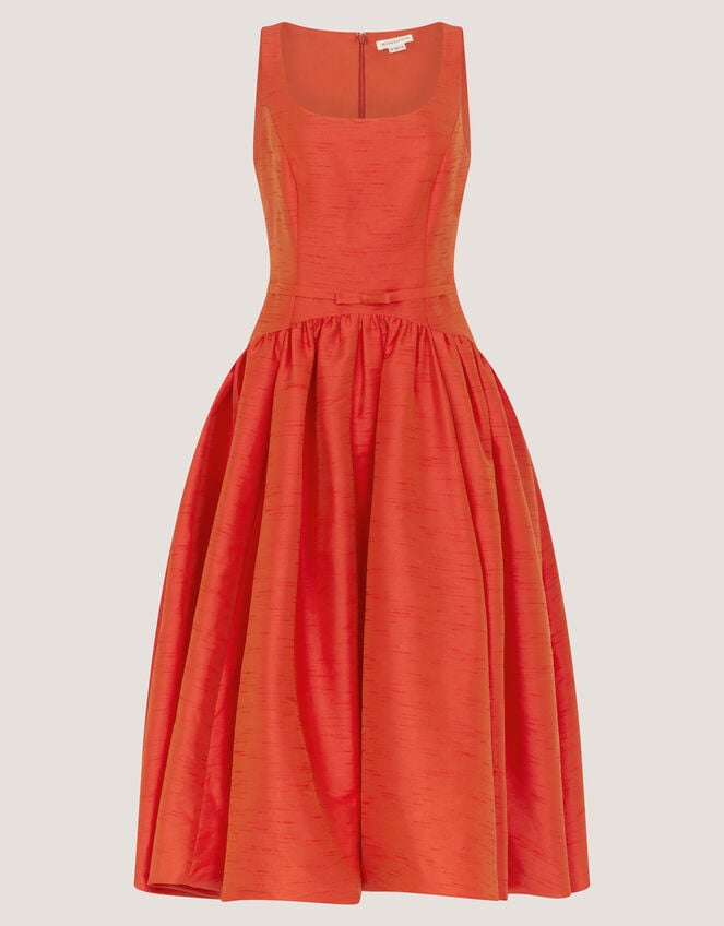 Mila Fit and Flare Midi Dress, Orange (ORANGE), large