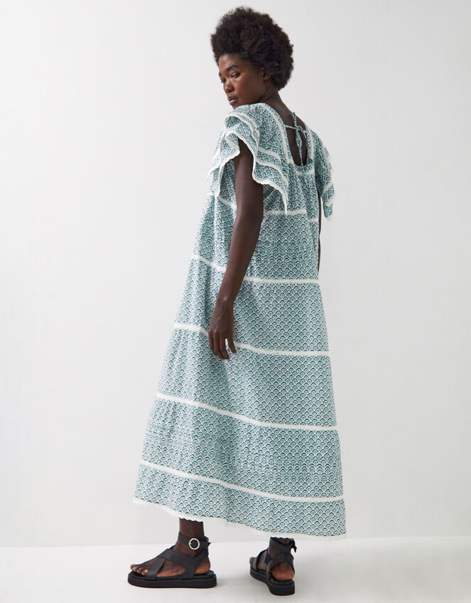 East Duva Print Tiered Smock Dress, Blue (BLUE), large