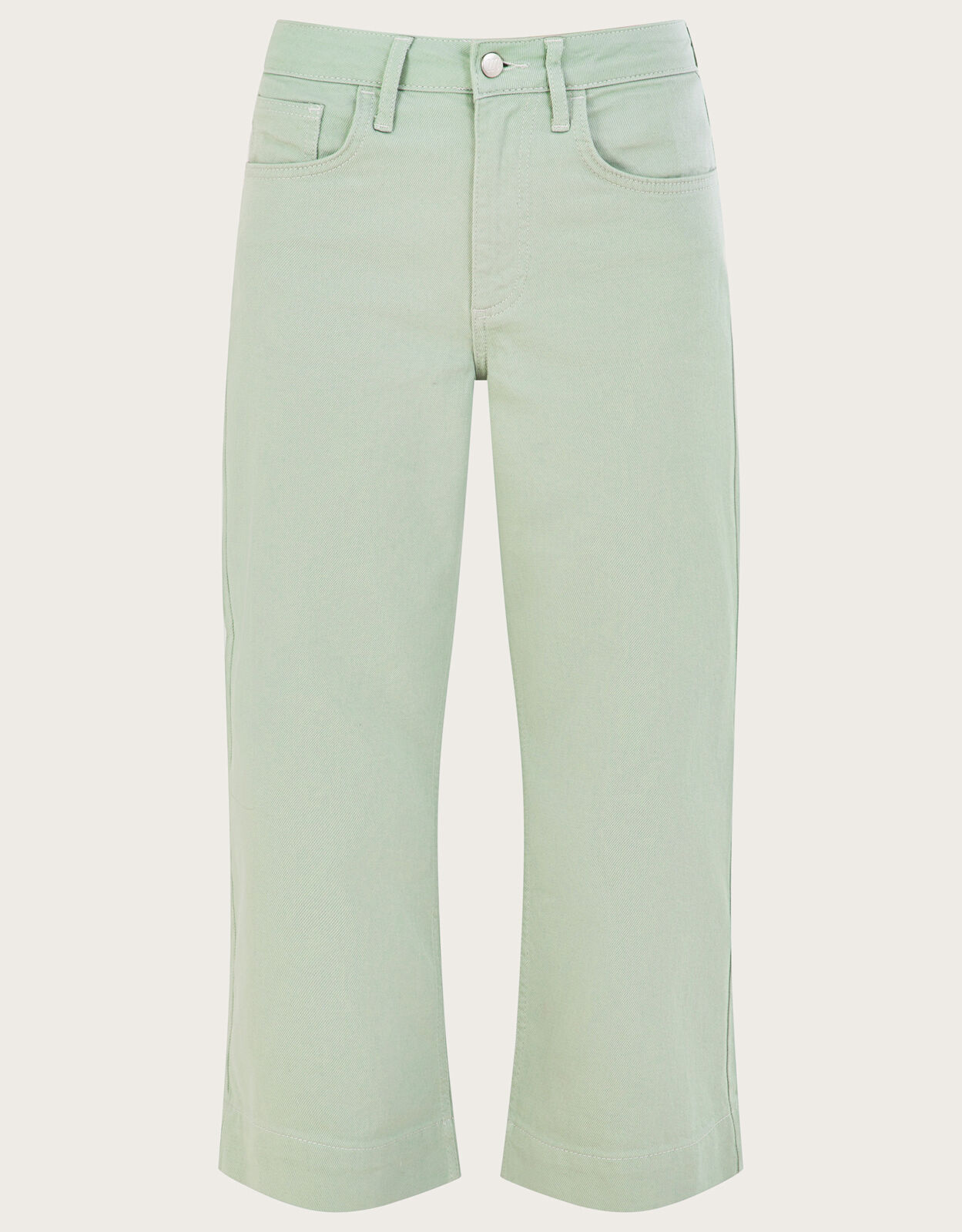 Wide Leg Crop Denim Trousers Green