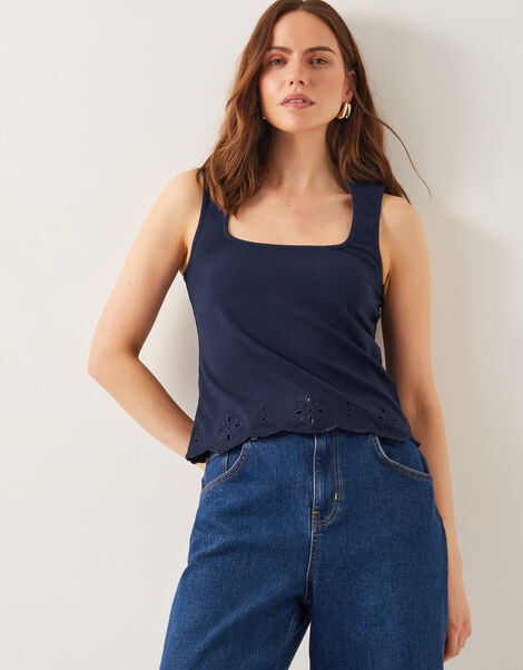 Cara Cutwork Cami Top, Blue (NAVY), large