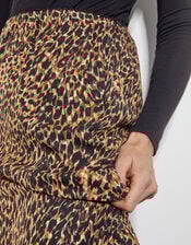 Liza Leopard Print Midi Skirt, Brown (BROWN), large