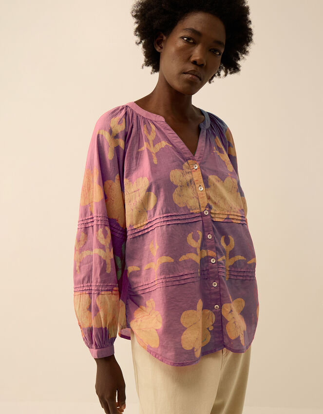 East Hendrix Batik Floral Top, Purple (LILAC), large