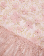 Melanie 3D Flower Lace Glitter Dress, Pink (DUSKY PINK), large