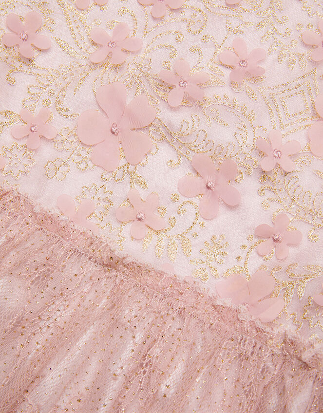 Melanie 3D Flower Lace Glitter Dress, Pink (DUSKY PINK), large