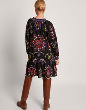 Xoey Print Tiered Dress, Black (BLACK), large