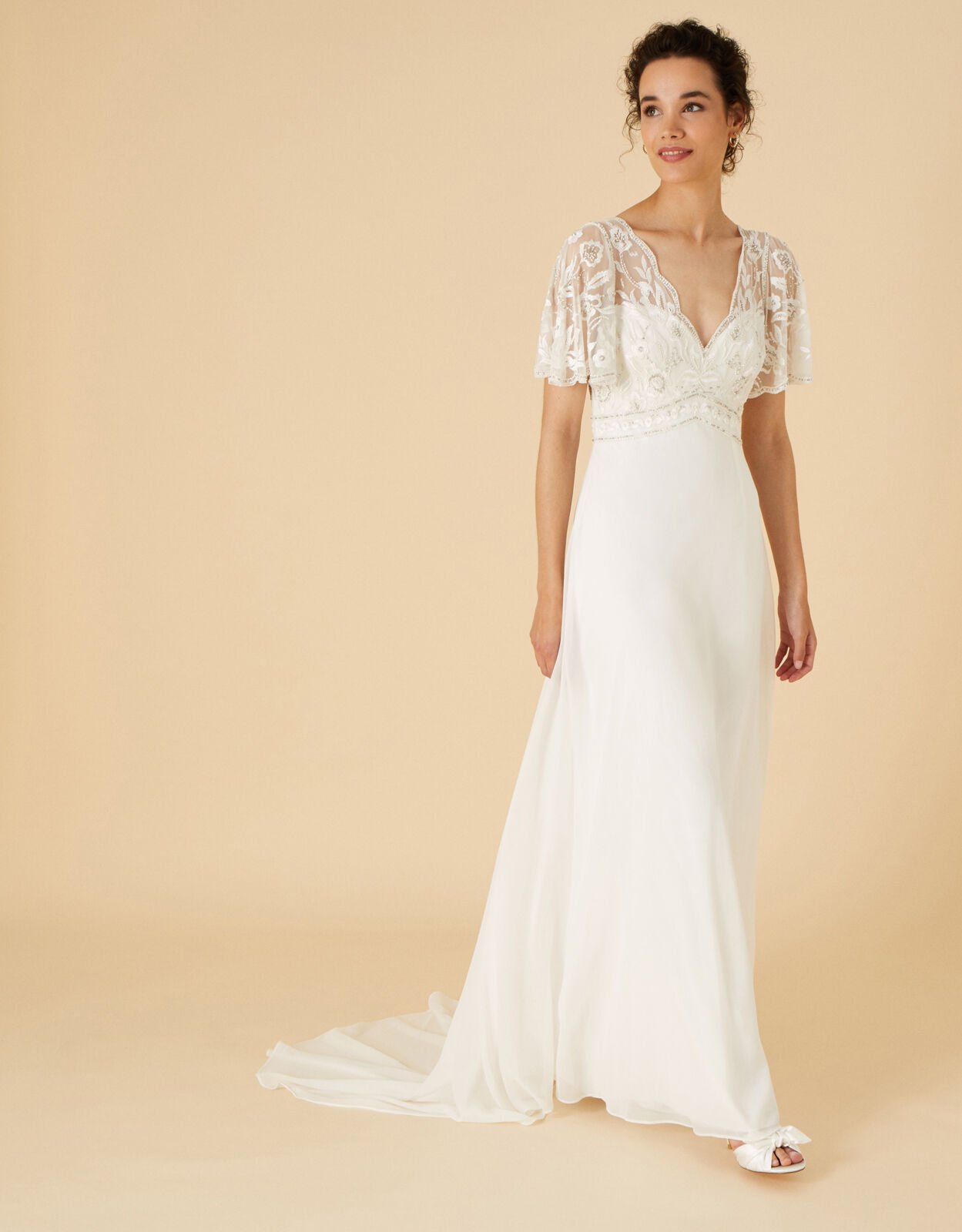 Stephanie Embellished Bridal Dress in Recycled Polyester Ivory