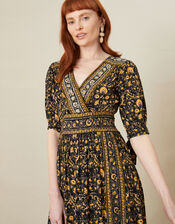Ariel Heritage Print Midi Dress, Black (BLACK), large