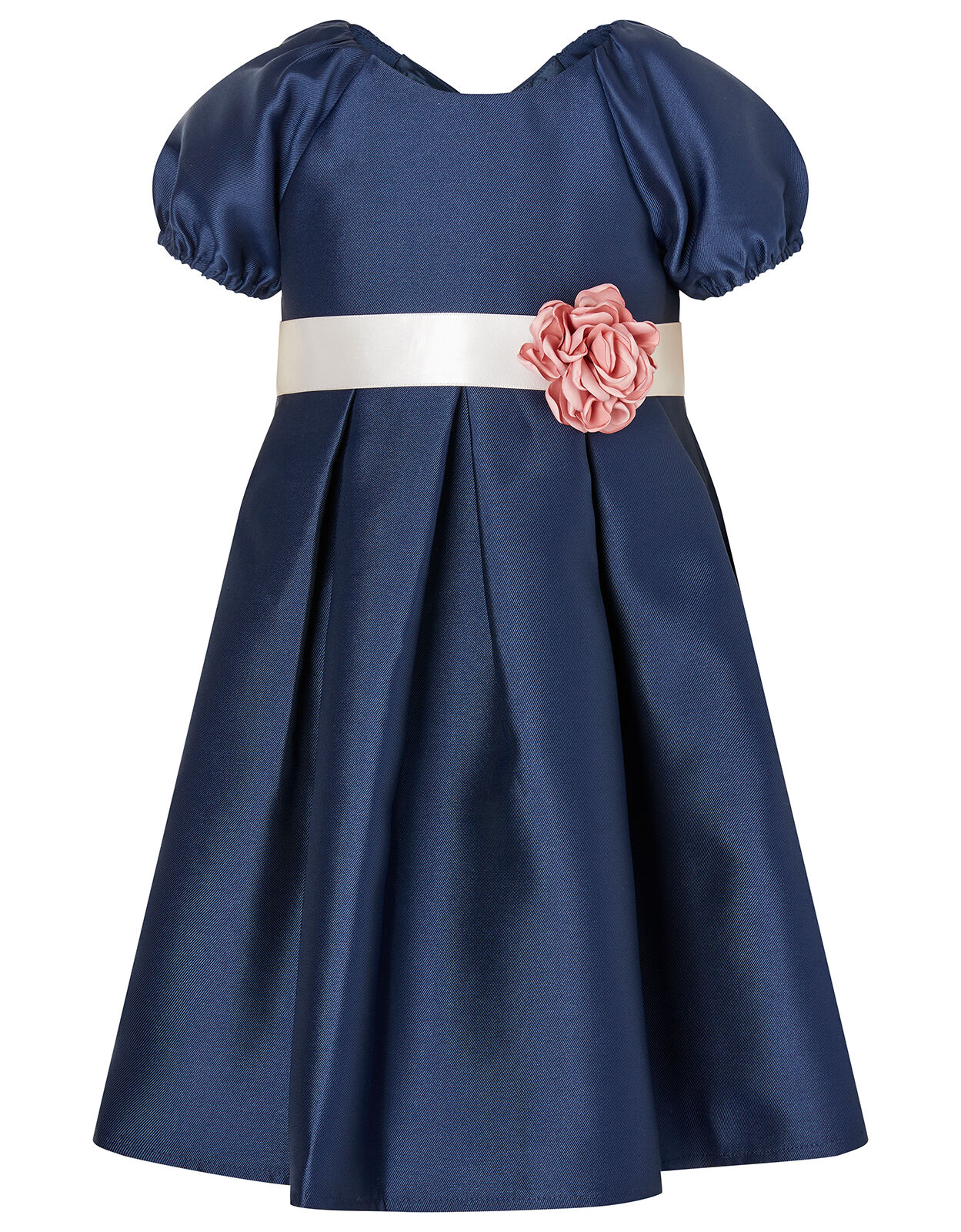 Baby Corsage Belt Duchess Twill Dress Blue