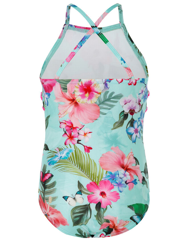 Fergie Floral Swimsuit with Recycled Polyester, Blue (TURQUOISE), large