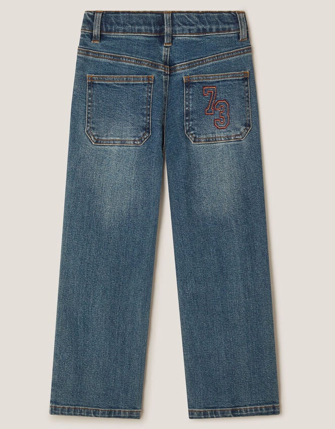 73 Logo Straight Leg Jeans, Blue (BLUE), large