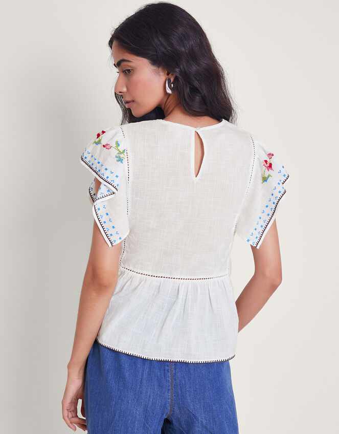 Prue Pineapple Embroidered Top, White (WHITE), large