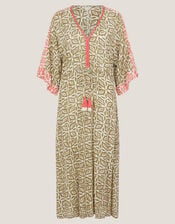 Elma Print Midi Beach Dress, Green (KHAKI), large